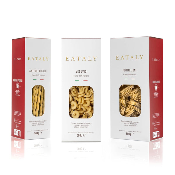 Eataly Curly & Wavy Set Pasta Bundle Pack- Antichi Fusilli, Vesuvio &