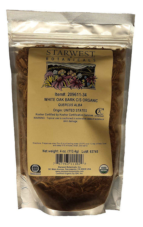 White Oak Bark Cut & Sifted Organic, 4 oz (Starwest Botanicals)