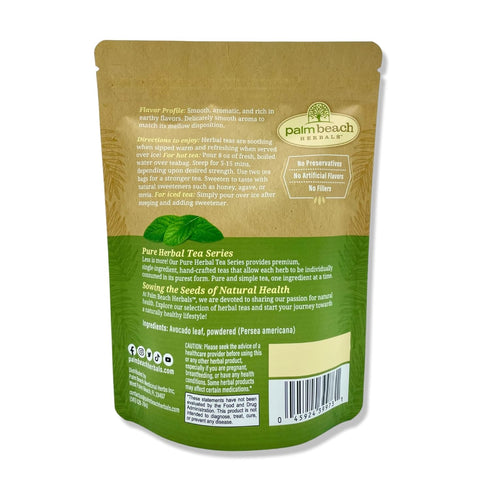 Palm Beach Medicinal Herbs - Avocado Leaf Tea, Pure Herbal Tea Series, 30ct