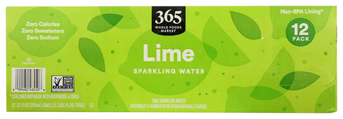 365 12 Oz by Whole Foods Market, Lime Sparkling Water, Fl