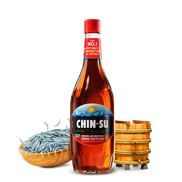 Chin-Su Fish Sauce, Premium Vietnamese, Fresh Anchovies Salted On Boat, One-Year Aged, Gluten Free, 24.3 Oz