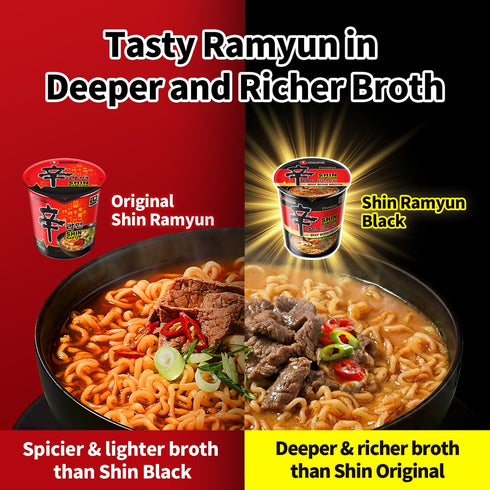 3.5 (Pack 6) Nongshim Shin Black Noodle Soup, Spicy, Ounce