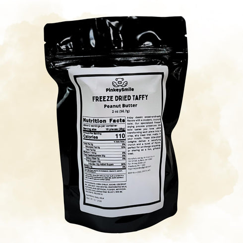 2 oz Peanut Butter Flavored Freeze-Dried Taffy Crunchy & Airy Snack Bite-Size Pieces Ships in Box Bold Taste & Light