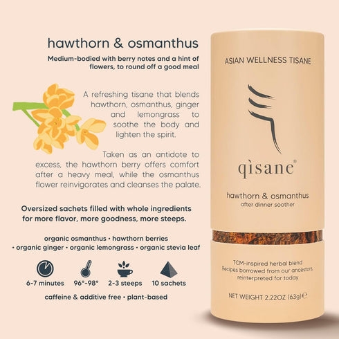 QISANE 10 (~30 qsane Hawthorn Berry Tea Bags with Osmanthus Flower - Dried Hawthorn Berries, Osmanthus Plant