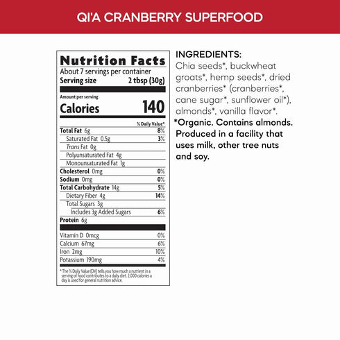Nature's Path Organic Superfood Cranberry Vanilla Chia, Buckwheat & Hemp Cereal, 7.9 oz (Pack of 1), Gluten Free