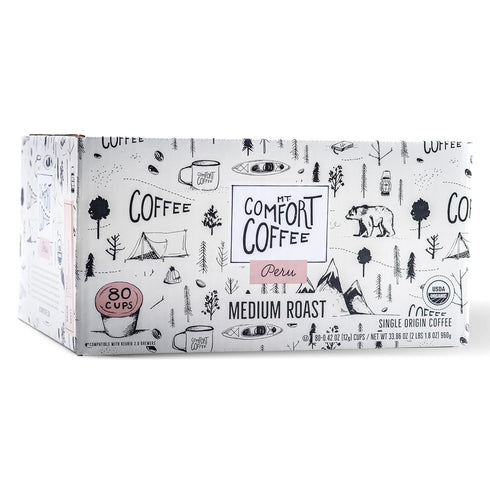 Mt. Comfort Coffee Organic Peru Medium Roast, 80 Count Coffee Pods -
