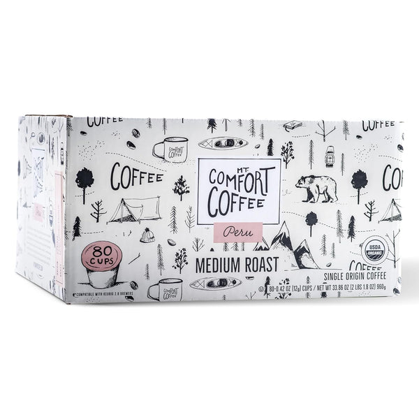 Mt. Comfort Coffee Organic Peru Medium Roast, 80 Count Coffee Pods -