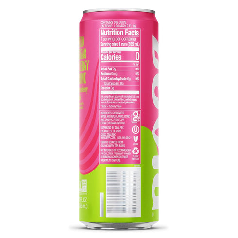 12 Zevia Zero Calorie Energy Drink, Strawberry Kiwi, Ounce Can