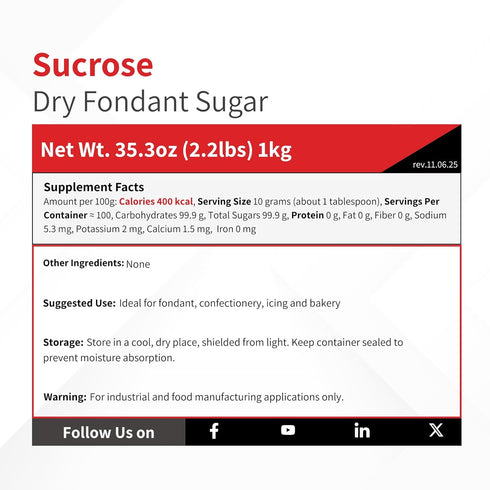 35.2 oz (2.2 lb) 4% 1 Dry Fondant Sugar - - Sucrose Blend with Invert Sugar - For Making Fine-Grained No-Cook Candy