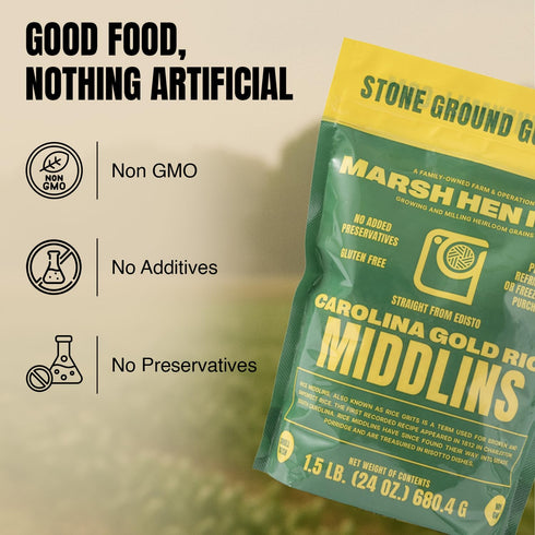24 oz (Pack 1) Marsh Hen Mill Carolina Gold Rice Middlins | Perfect for Rice Grits | Premium Heirloom Broken Grain
