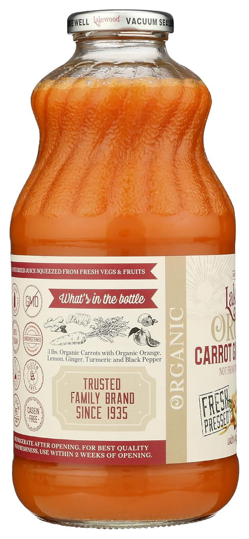 32 Lakewood Organic Carrot Ginger Turmeric Juice, FZ