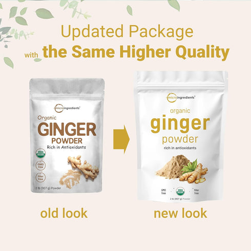 2lbs (32oz) Organic Ginger powder, | Premium Source for Spice & Seasoning | Great for Baking, Cooking & Tea | Additive
