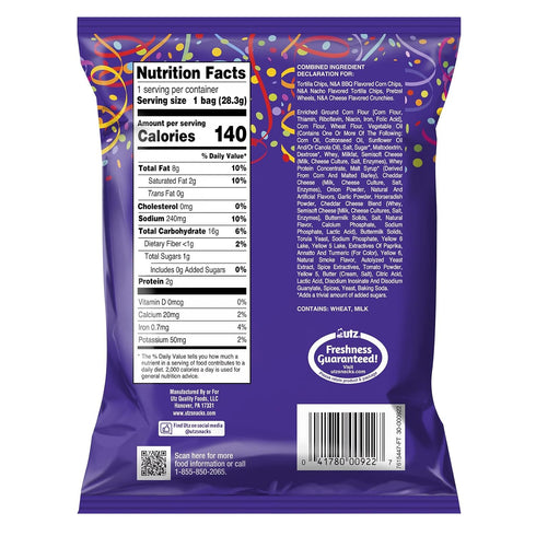 60 Oz Utz Party Mix Tasty Snack Mix of Corn Nacho Tortilla, Pretzel, BBQ Corn Chip and Cheese Curl, Perfect for Vending