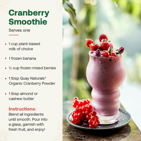 4oz Quay Naturals Organic Cranberry Juice Powder, | Made from US-Sourced Cranberries | USDA Organic, Freeze-Dried
