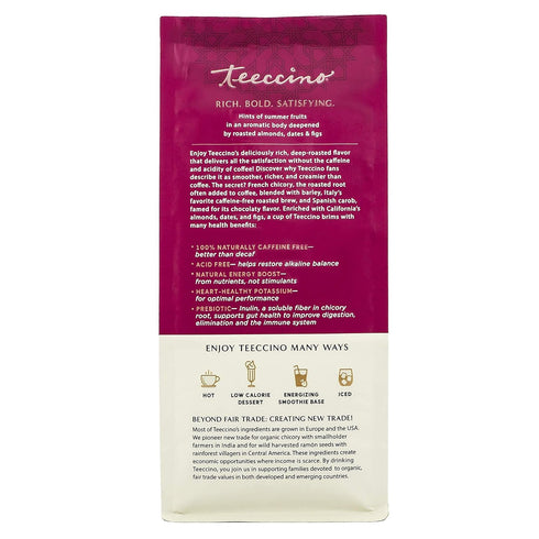 11 Teeccino Almond Amaretto Chicory Coffee Alternative - Ounce - Ground Herbal Coffee Thats Prebiotic, Caffeine Free