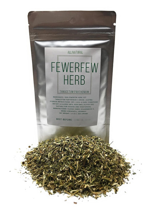 Fewerfew Herb from Austria, Natural Cut & Dried Tanacetum Parthenium, 1oz