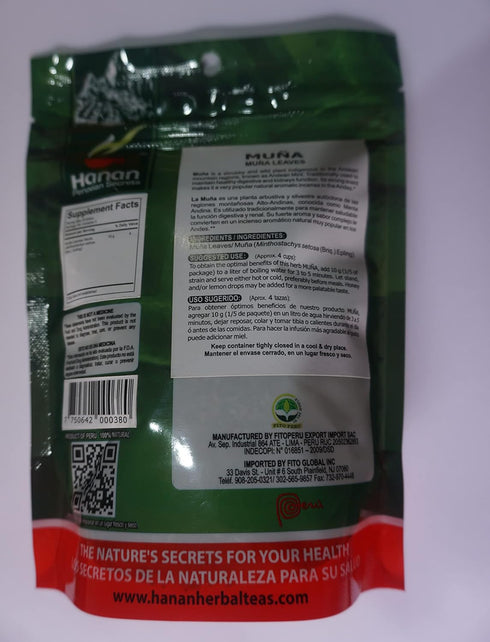 Hanan Peruvian Secrets Mint Leaves (Te de MUÑA) | 100% Minthostachys setosa | 1.76 oz / 50 g - Supports Healthy
