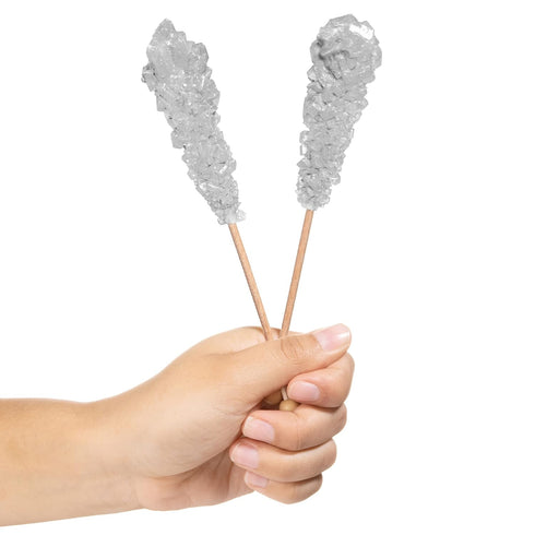 18 Candy Envy - Silver Caf Sugar Sticks Mini Rock Candy - Individually Wrapped Silver Drink Stirrers - Original Sugar