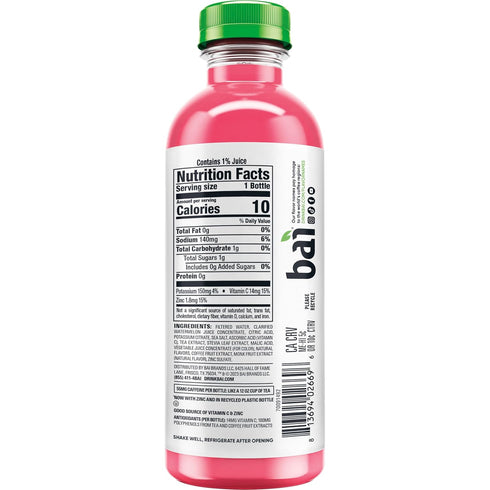 18 12 Pack Bai Antioxidant Infused Water Beverage, Kula Watermelon, with Vitamin C and No Artificial Sweeteners, Fluid