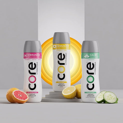 23.9 Oz (Pack 12) CORE Hydration+ Calm, Cucumber Essence Nutrient Enhanced Water with L-Theanine, Fl Bottle