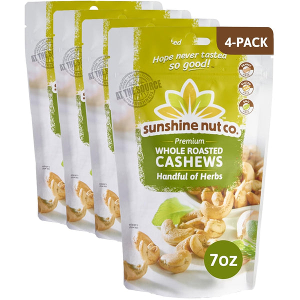 Sunshine Nut Company Whole Roasted Lightly Salted Cashews, Handful of Herbs Flavor,