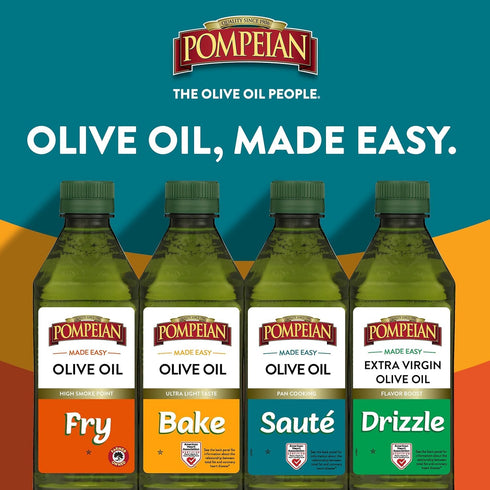 16 Oz Pompeian Made Easy Saut Olive Oil, Pan Cooking, American Heart Association Certified, Fl
