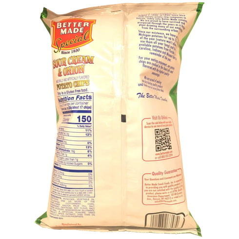 8.5-ounce Better Made Family Size sour cream & onion flavored potato chips bag