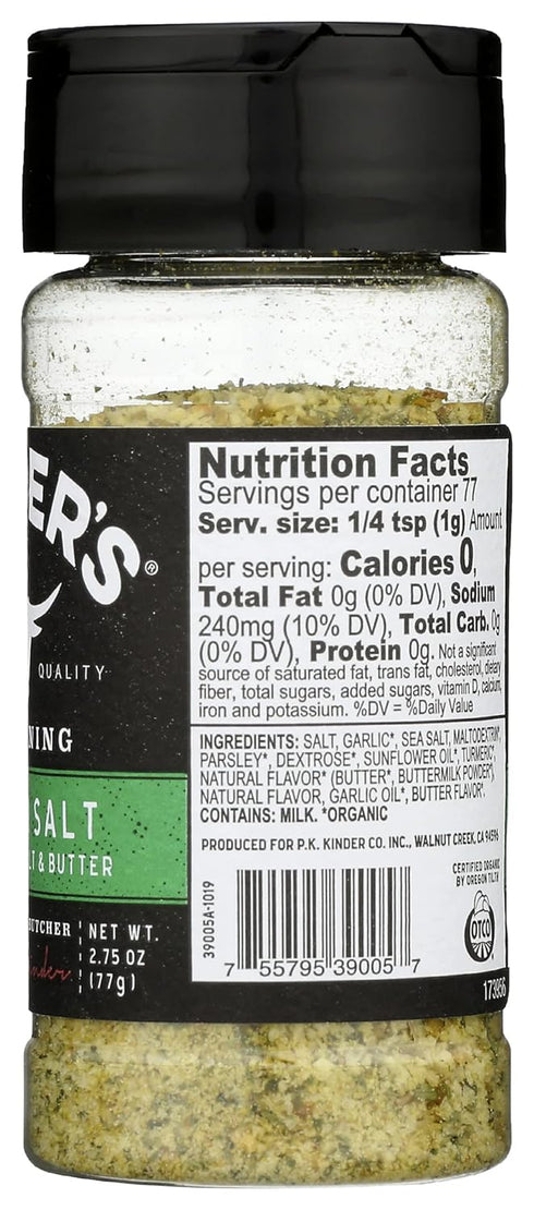 2.75 (Pack 8) Kinder's Organic Master Salt Seasoning, Non GMO, Gluten Free, Ounce