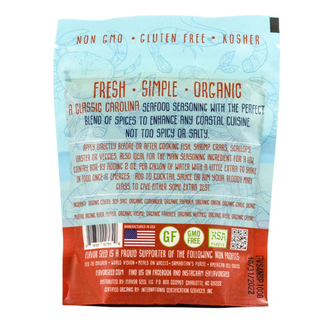 5 oz Organic Seafood Boil Seasoning, Low Sodium Seafood Seasoning for Shrimp & Crab, Resealable Pouch Tidewater by