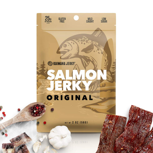 Kaimana Jerky Wild Caught Salmon Jerky - Organic Gourmet Smoked Dried Fish