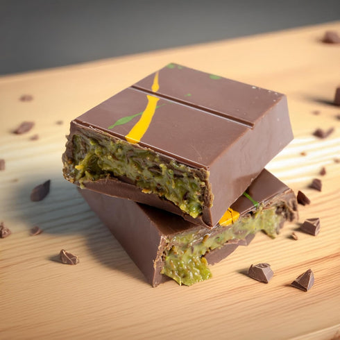 3.5 oz (100g) Handmade Dubai Chocolate Bar Pistachio, Luxury Knafeh Chocolate Bar with Pistachio Cream and Kataifi