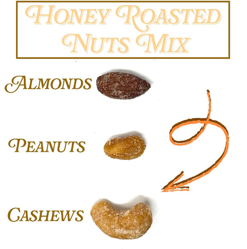2 Honey Roasted Nut Mix Candied Nuts, Sweet Nuts Peanuts, Almonds & Cashews, Golden Honey Glaze, Resealable Bag, Pounds