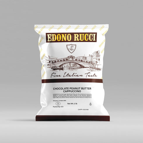 2 (2lbs Edono Rucci Chocolate Peanut Butter Cappuccino Mix Rich, Creamy & Nutty, Bags Each)
