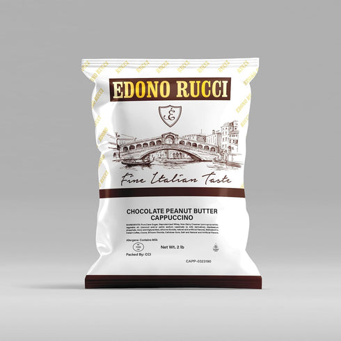 4 (2lbs Edono Rucci Chocolate Peanut Butter Cappuccino Mix Rich, Creamy & Nutty, Bags Each)