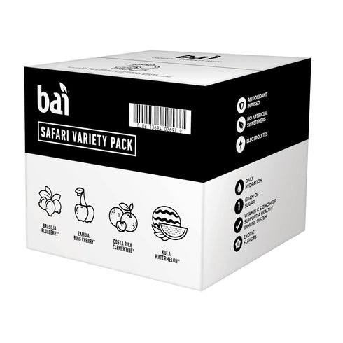 Pack, 18 oz 12 pack Bai Flavors Variety Antioxidant Infused Water Beverage, with Vitamin C and No Artificial