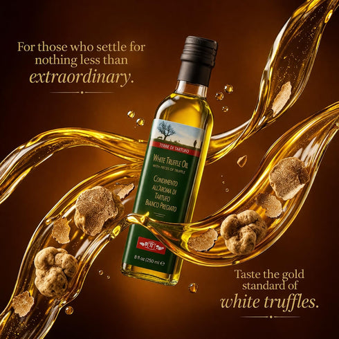 8.4 oz (250 ml), Terre di Tartufo White Truffle Oil, fl Italian Truffle Olive Oil, Gourmet Finishing Oil, Infused Olive