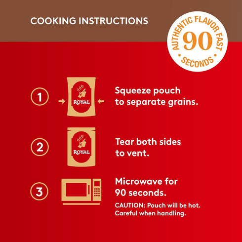 8.5 oz (Pack 6) Royal Basmati Brown Rice with Quinoa and Garlic - Ready to Heat Rice - Microwavable Pouch