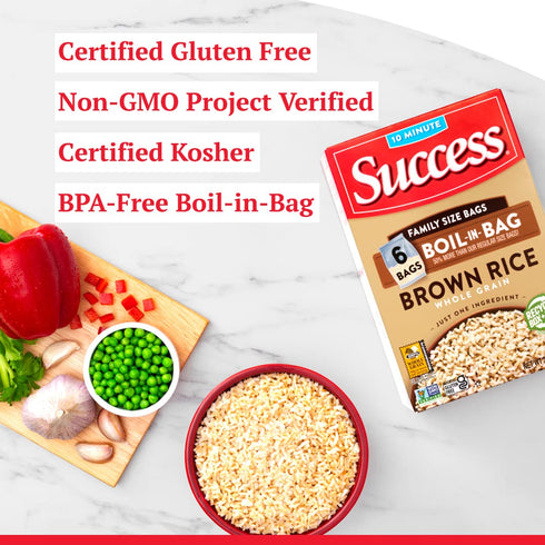 32-Ounce Success Boil-in-Bag Rice, Brown Rice, Quick and Easy Rice Meals, Box