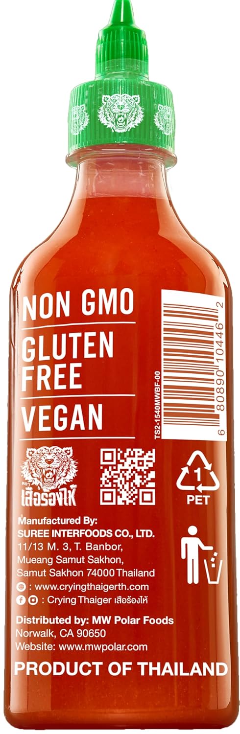 Crying Thaiger 18.5 (Pack 1) Sriracha Mustard Chili Sauce in Squeeze Bottle Ounce, Vegan, Gluten Free, Non-GMO, from