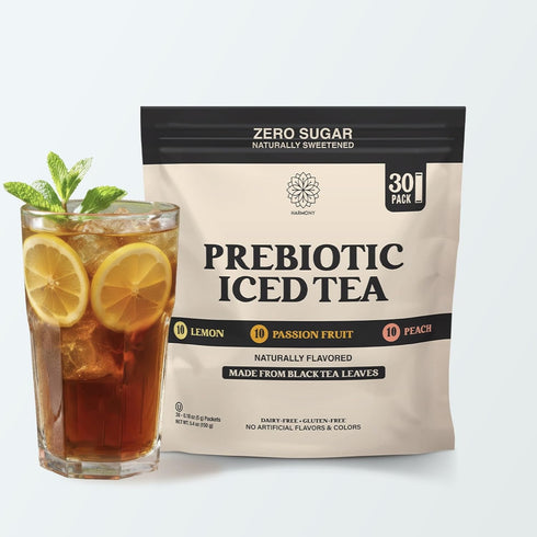 Harmony Prebiotic Black Tea Variety Pack - 3 Flavors Peach Lemon Passion