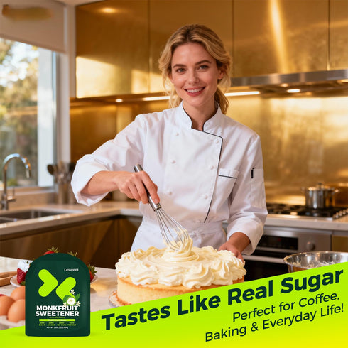 1:1 16 oz (Pack 3) Lesweet Monk Fruit Sweetener with Erythritol, Monk Fruit Extract, White Sugar Substitute, Zero