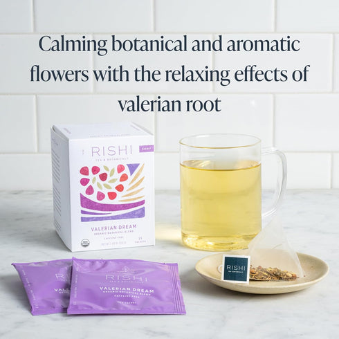15 Count (Pack 1) Rishi Tea Valerian Dream Herbal Tea - Organic Sachet Tea Bags, Sleep Friendly, Caffeine Free, Calming