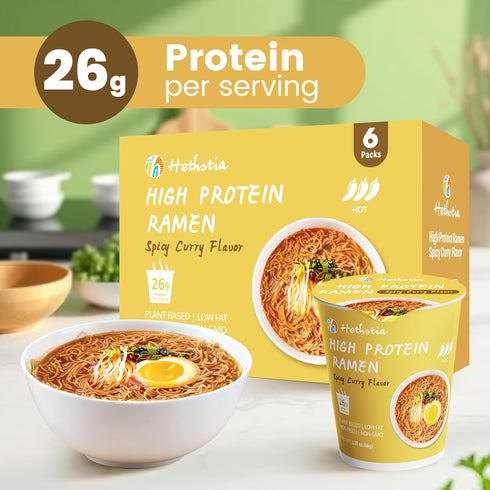 Pack 6 10 Packs Hethstia Konjac Rice & High-Protein Ramen Cup Variety - Quick Plant-Based Meal, Low-Carb, Vegan Healthy