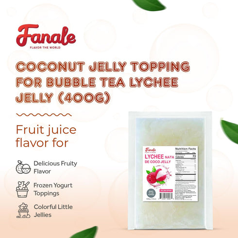 400 400g Fanale Coconut Jelly Topping nata de coco for Bubble Tea g | Lychee Jelly | for Boba Tea, Smoothies, Slushes
