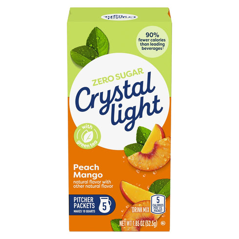10-Quart (Pack 7) Crystal Light Peach Mango Green Tea Drink Mix, Box