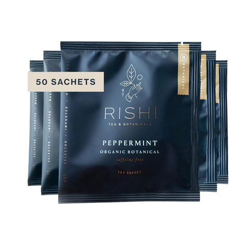 Rishi Tea Peppermint Herbal Tea - Organic, Caffeine Free Sachet Bags, Calming