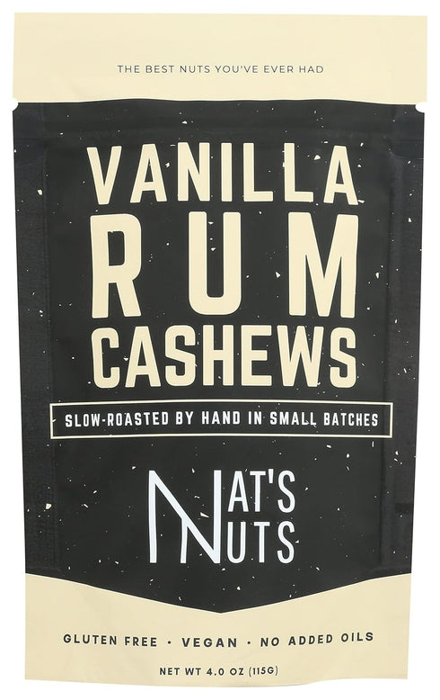 Nat's Nuts , Cashews Vanilla Rum, 4 Ounce