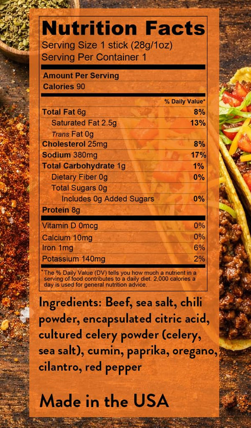 1 (12 Pack) Good Fod Foods Simply Taco Meat Sticks Low FODMAP Snacks for a Healthy Gut, Zero Sugar Jerky Sticks, Keto