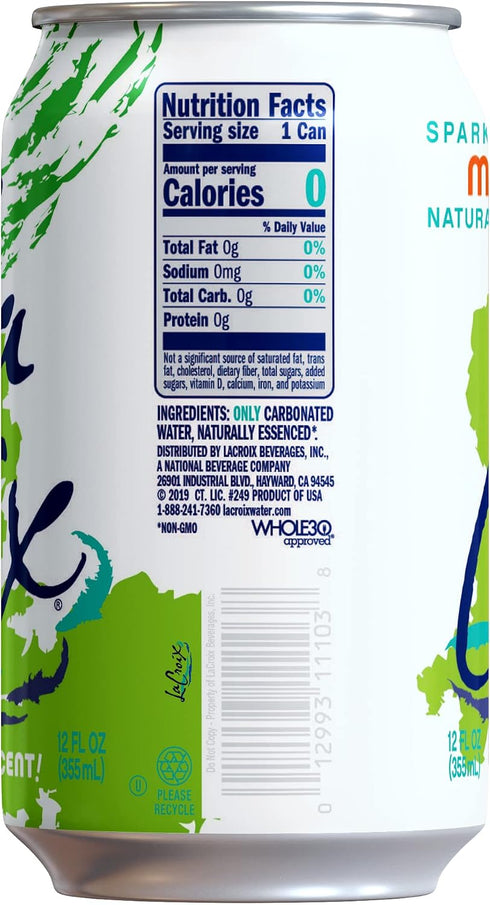 12 Oz, 8 Pack La Croix, Water Sparkling Mango, Fl