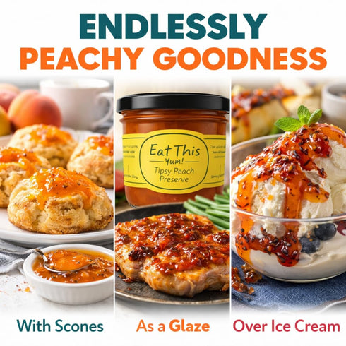 Eat This Yum! (2.5oz Eat This Yum Tipsy Peach Jam Small Batch Gourmet Peach Jam with a Hint of Bourbon Flavor All